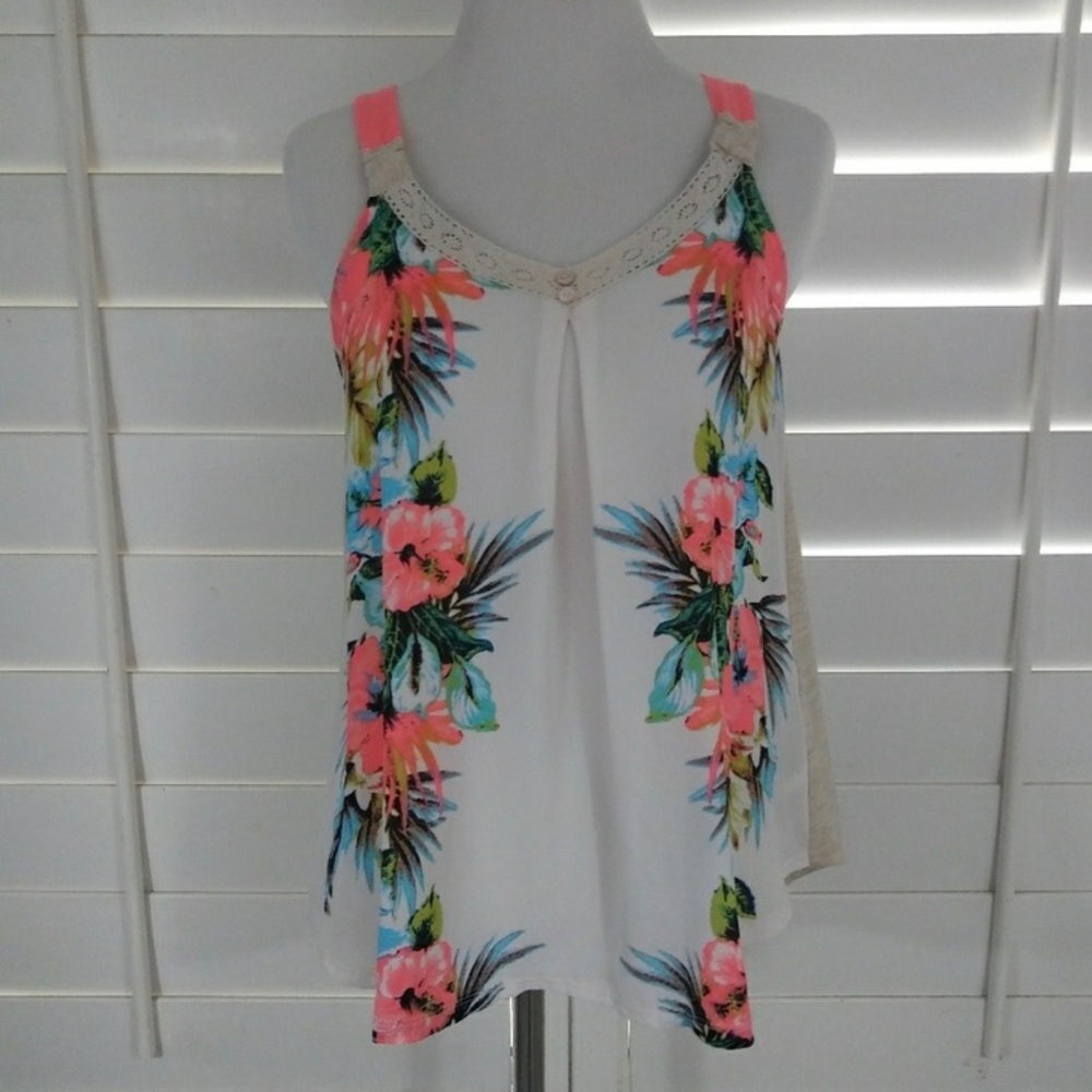Rewind sleeveless floral tank stop XS